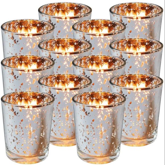 Silver Mercury Glas Votive Candle Holder